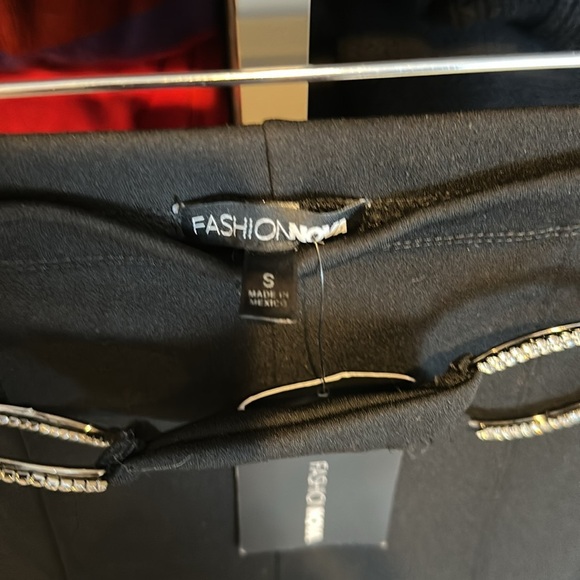 Fashion Nova black elastic waistband belt accent pants size S NWT - Picture 3 of 4